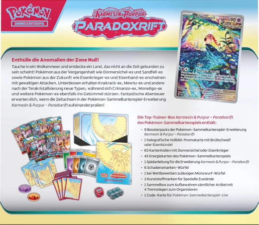 Pokémon Paradoxrift Top Trainer Box Deutsch Donnersichel | Karmesin & Purpur kaufen